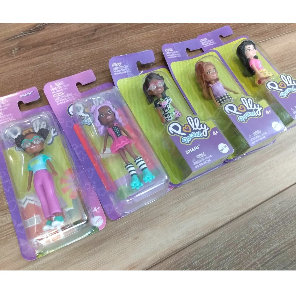 POLLY POCKET 5pc Lot SHANI & FRIENDS Diverse Ethnic Fashion Dolls